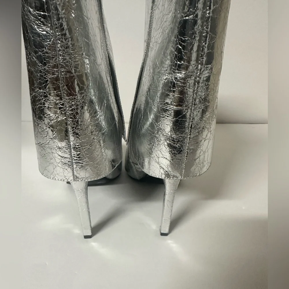 INC Silver Sabeel Cuffed Stiletto Ankle Boots Size 5 - Picture 6 of 7